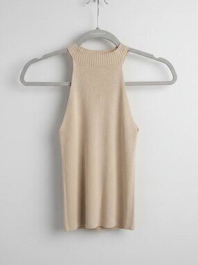 Kontatto Beige Ribbed Sleeveless Knit Top Size Small